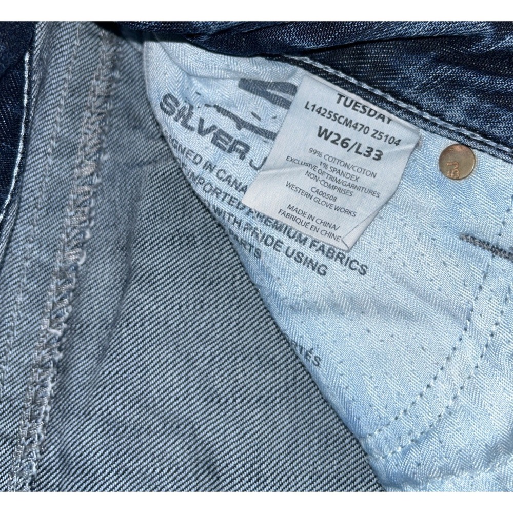Silver Tuesday Bootcut Women's 26x33 Frayed Holes Thick Stitch Jeans Stretchy - Picture 4 of 10